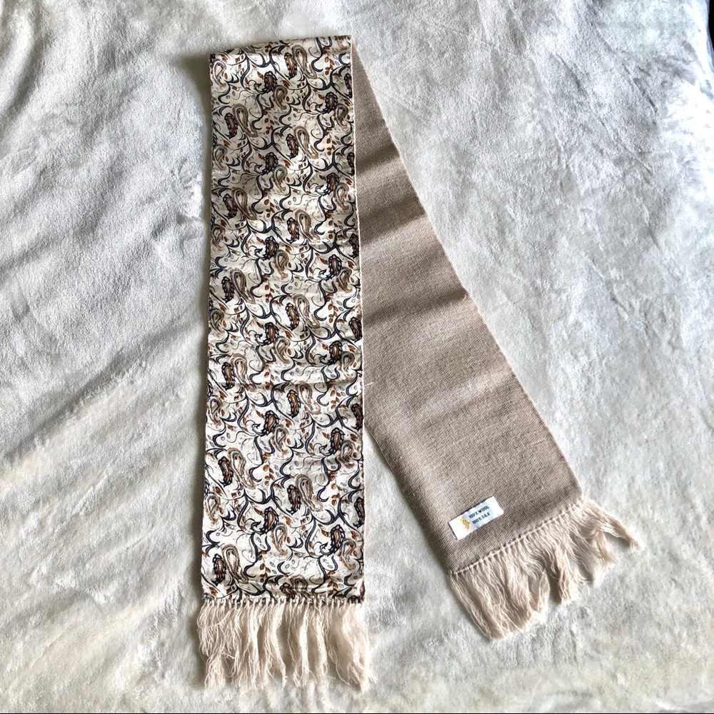 Paisley Silk Wool Scarf Cream